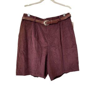 Vintage 90s IC Isaacs Belted Corduroy Shorts Size 18 Pleated Retro Deadstock NEW